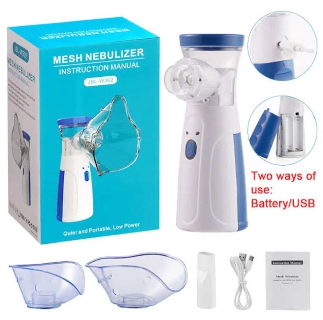 Portable Mesh Nebulizer for Kids & Adults – Handheld with Mouthpiece, Child Mask & Adult Mask