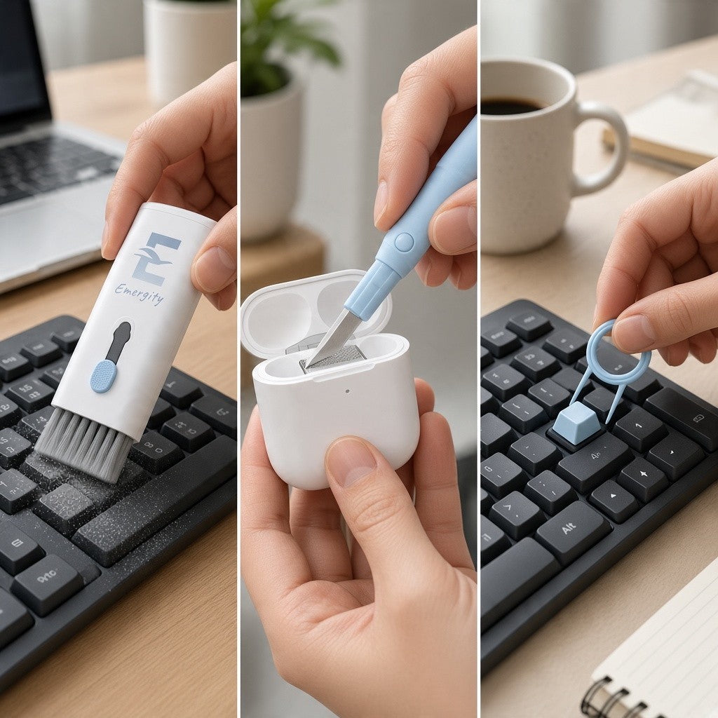 7-in-1 Keyboard Cleaning Brush Kit | Keycap Puller & Gap Cleaner for Laptop, Earbuds & Electronics