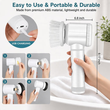 5-in-1 Electric Magic Cleaning Brush - USB Rechargeable Multi-Surface Scrubber