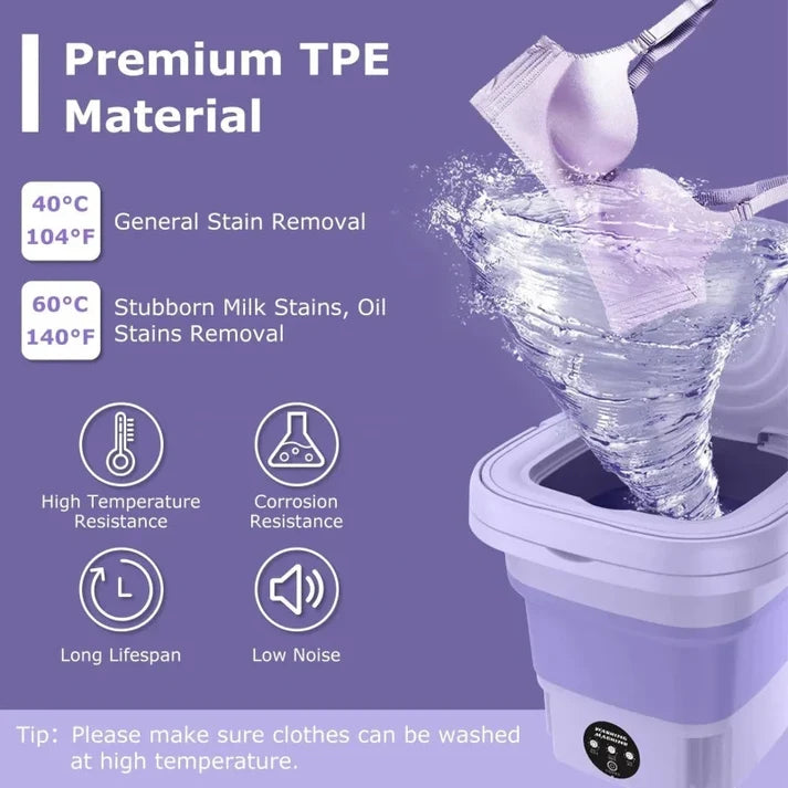 Portable Foldable Mini Washing Machine - Compact Laundry Solution for Small Spaces
